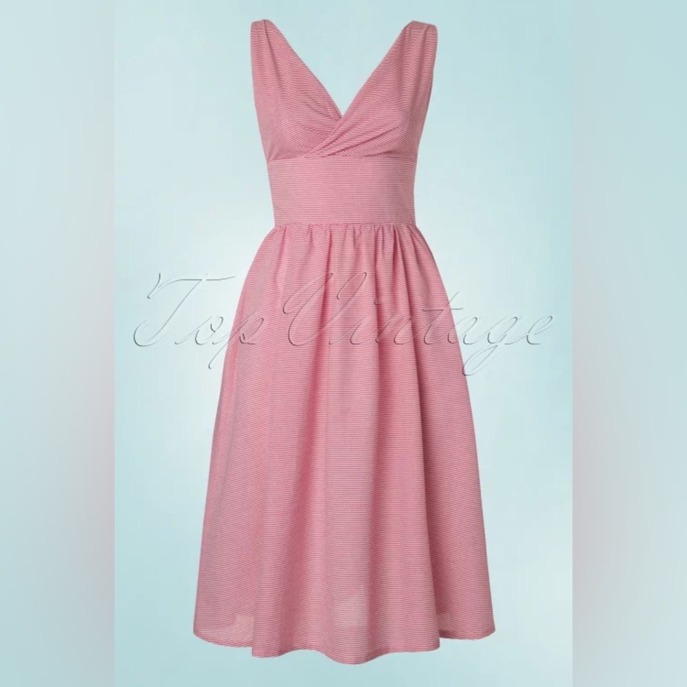 NWT XL Banned Retro front row red candy stripe summer wrap bow full dress